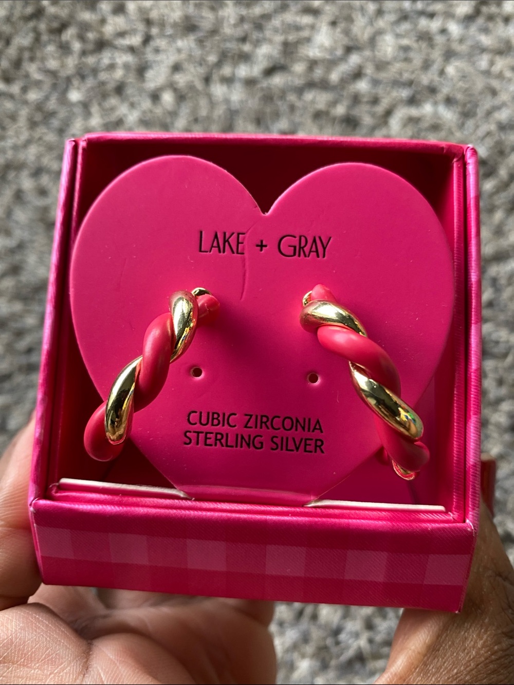 Pink and Gold Twisted Hoop Earrings